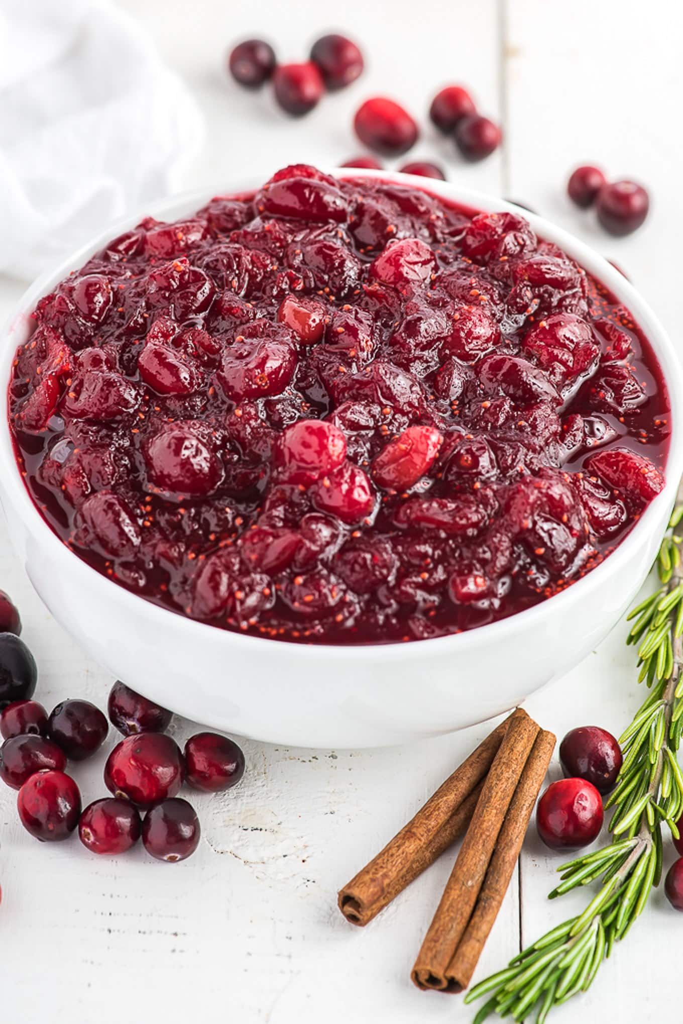 Orange juice cranberry sauce in a bowl on the table ready to serve.