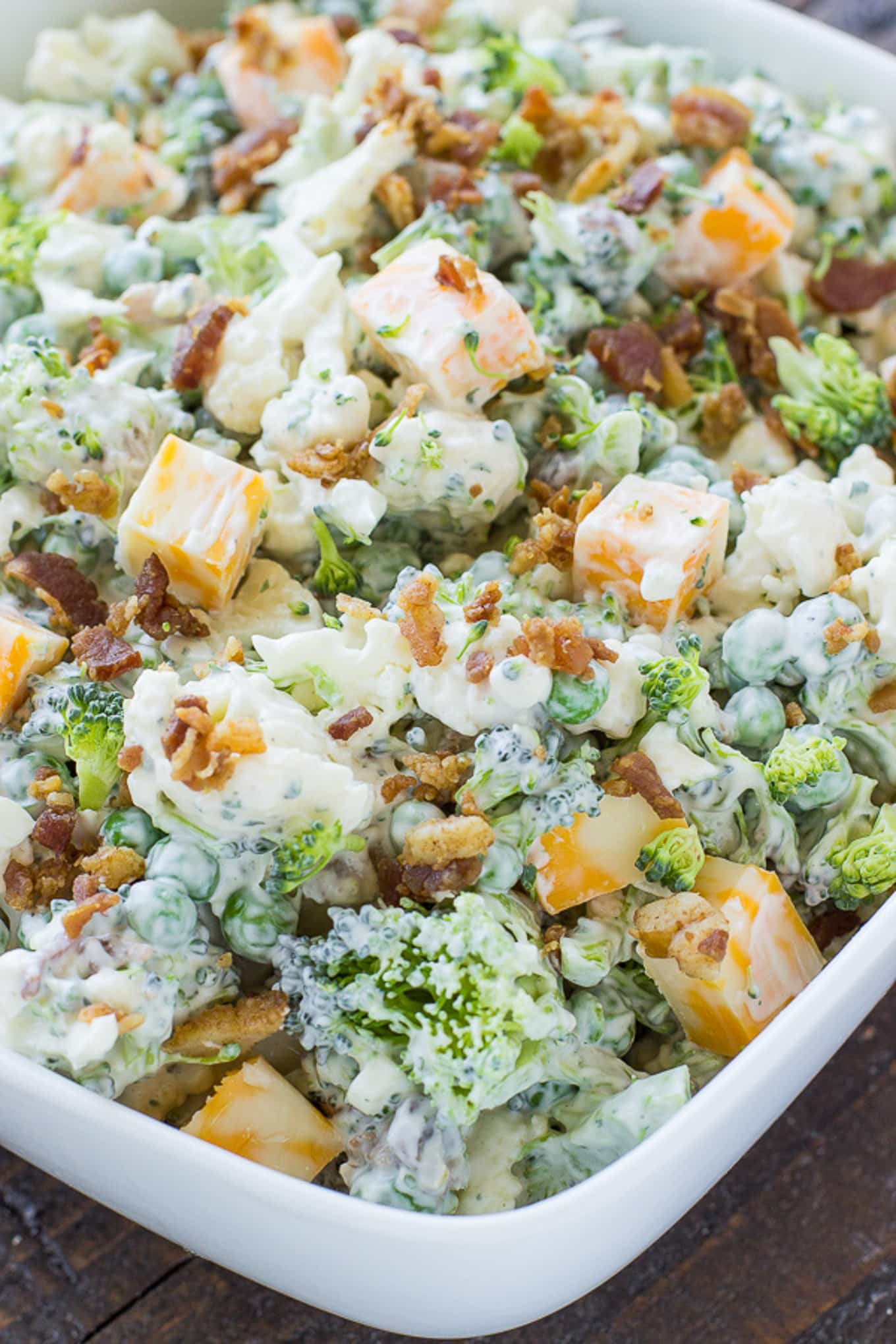 Assembled broccoli salad. 