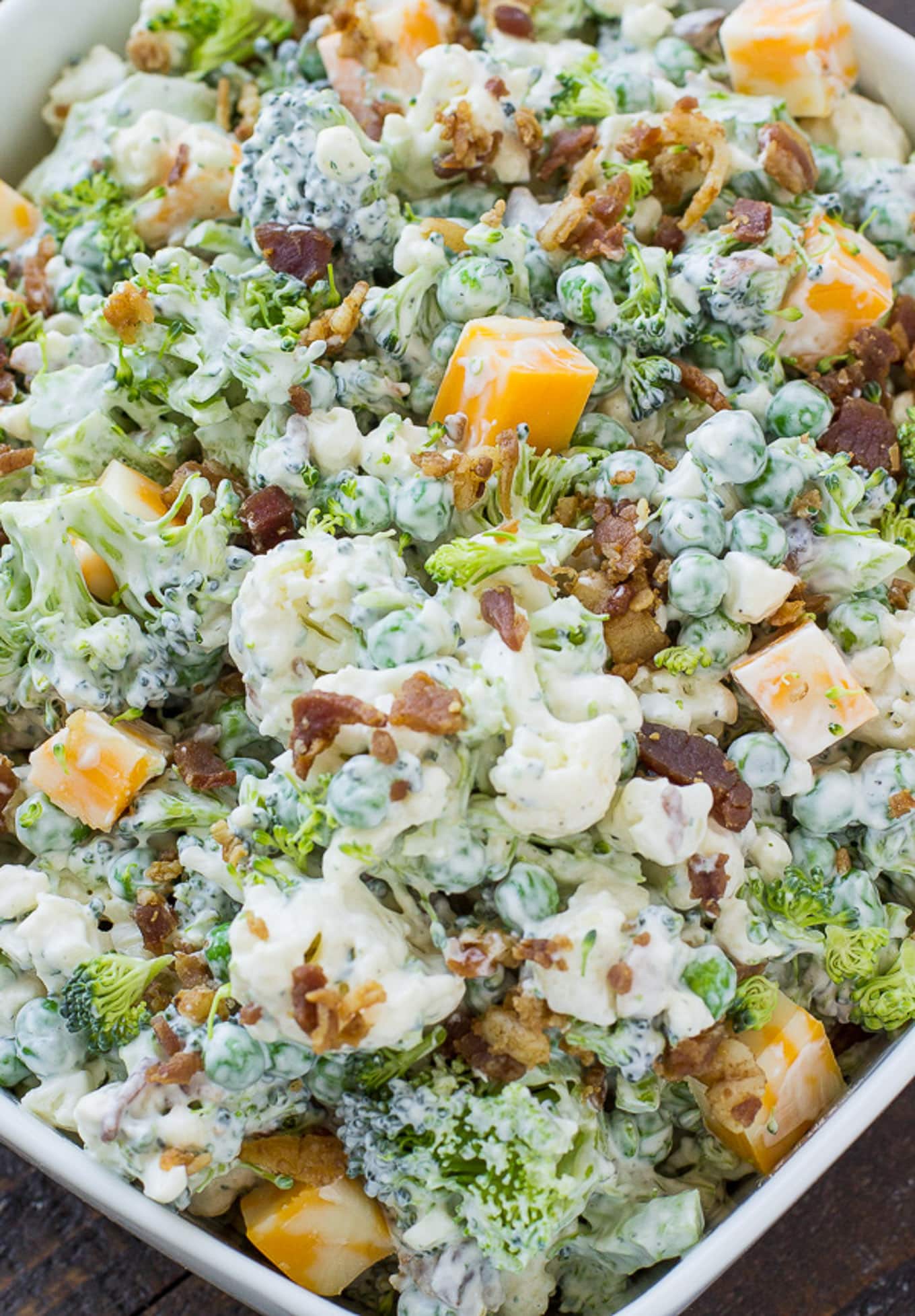 Tasty broccoli salad in a bowl.