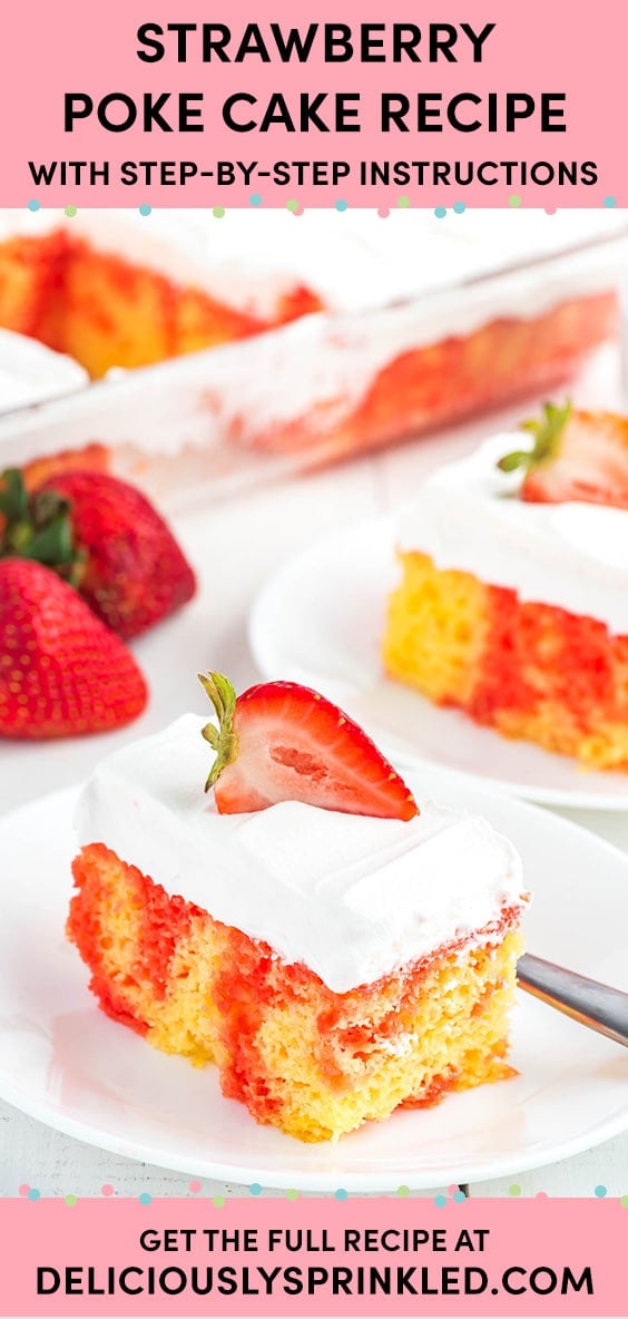 Easy Jello Poke Cake Deliciously Sprinkled   Strawberry Jello Poke Cake 