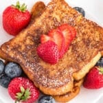 Brioche French toast with berries on top.