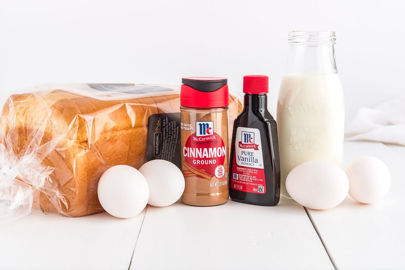 Ingredients for brioche french toast. 