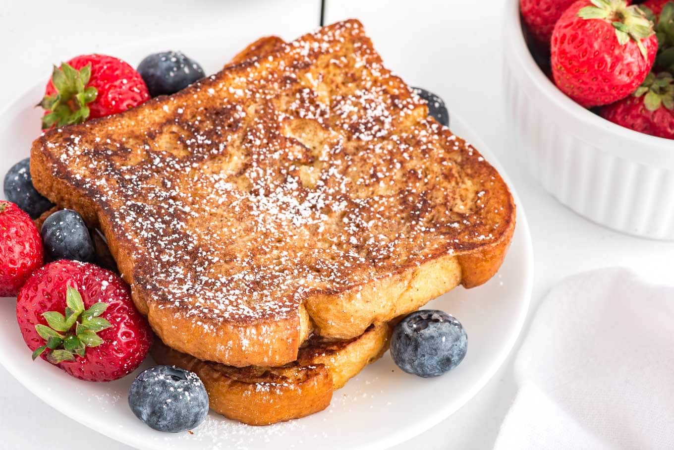 Stack of Brioche French toast. 